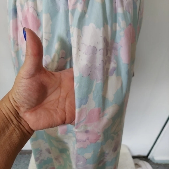 Vtg 80s Lili Richard's Aqua Lavendar Pink Floral Button Down Floral Dress - Picture 13 of 16